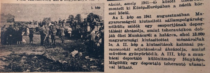 Háború utáni újságcikk a 1941-es tömeggyilkosságról